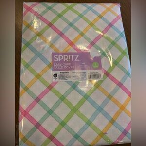 Spritz Pastel Plaid Table Cover — Pink, Green, Blue, Yellow